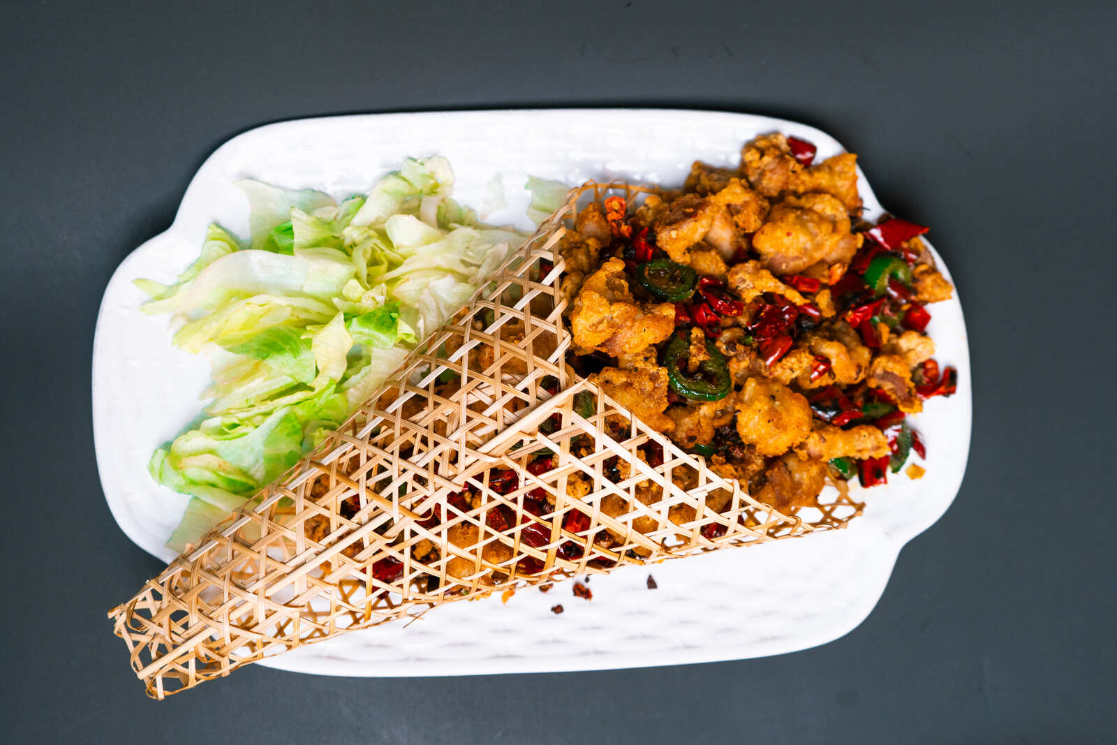 Crispy chicken wicker cone